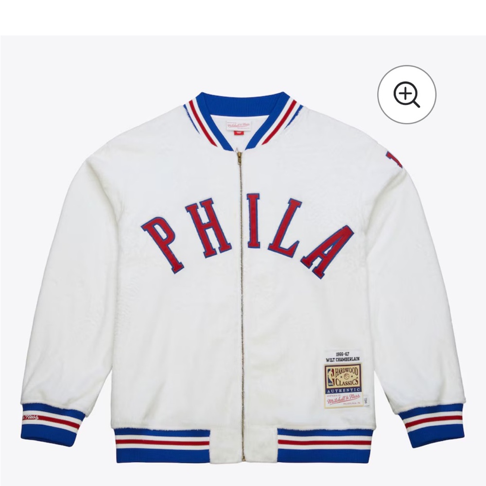 Mitchell & Ness White Philadelphia 76ers Jacket